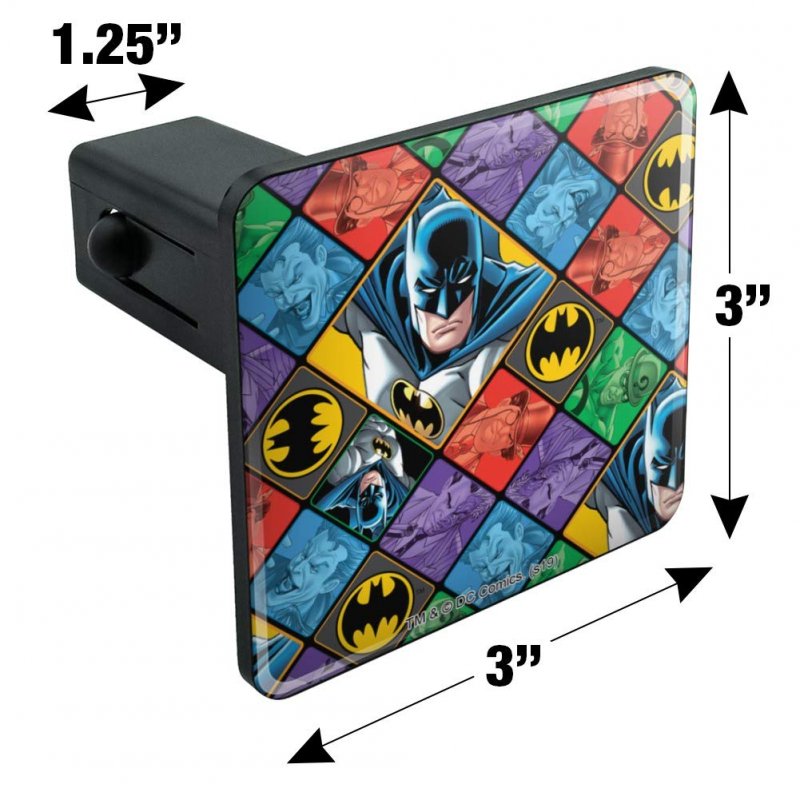 Batman And Villains Pattern Tow Trailer Hitch Cover Plug Insert For 1 25 Receivers Durable Black Abs Plastic With Uv Resistant