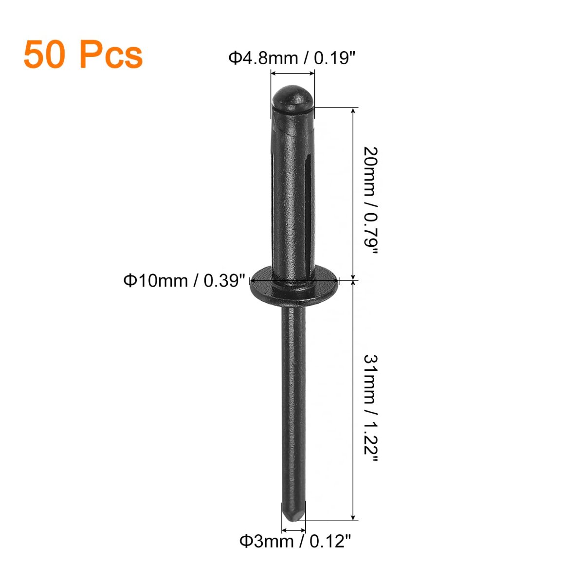 50pcs 3 16 In X 4 Aluminum Round Head Tri Grip Rivets Bulb Style Blind For Sheet Metal Automotive Furniture And Marine Boat