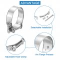 Uxcell 2pcs T-bolt Hose Clamp Working Range 64-67mm 304 Stainless Steel Intake Intercooler Clamps Adjustable Tube For Tubes