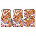 Uniceu Abstract Hippie Flower Car Floor Mats 4 Pcs 70s Groovy Floral Retro Swirl Wavy Auto Anti Slip Liner Universal Fit