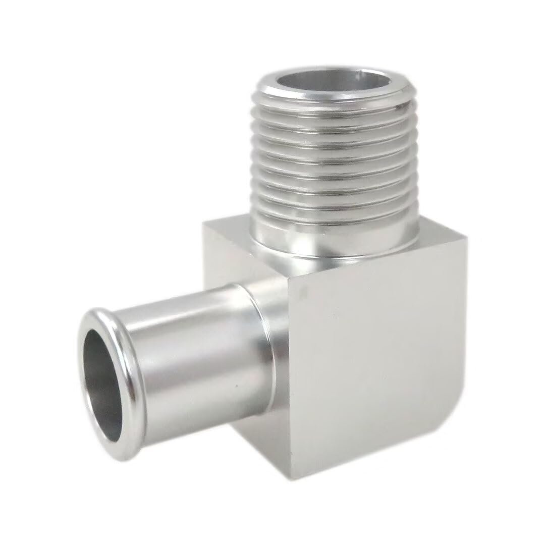 Chrome Aluminum 90 Degrees Heater Hose Connector 1 2 In Npt Thread To 5 8 Barb Billet Universal Replacement For Systems