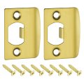 2pcs Door Strike Plate 57mm X 45mm Stainless Steel Latch Deadbolt Replacement Lock For Frame Jamb Reinforcement Gold 