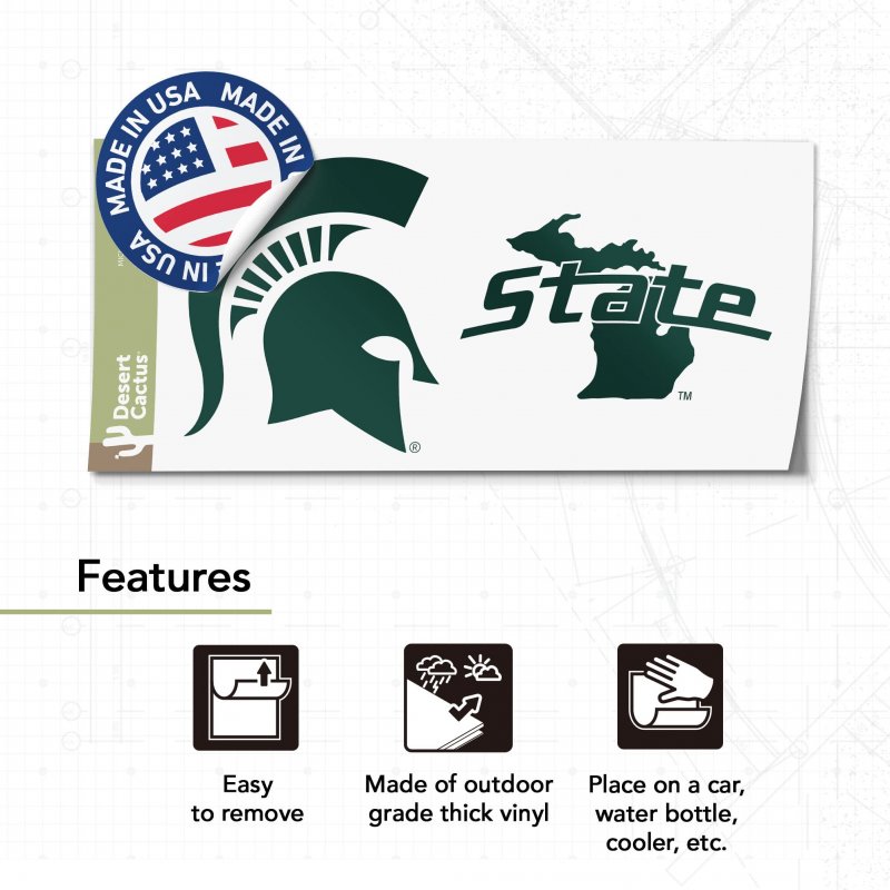Michigan State University Metal License Plate Frame And Sticker Alumni Combo Officially Licensed Zinc Alloy Universal Fit For
