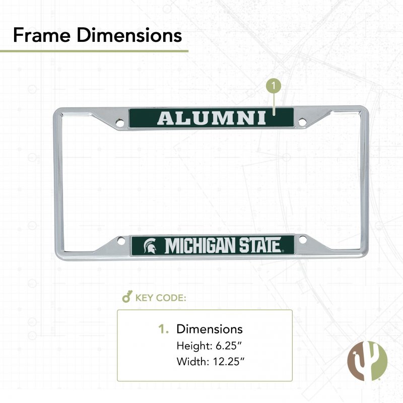 Michigan State University Metal License Plate Frame And Sticker Alumni Combo Officially Licensed Zinc Alloy Universal Fit For
