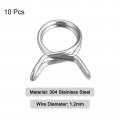 Uxcell Double Wire Spring Hose Clamp 10pcs 304 Stainless Steel 9mm Inner Dia Fit 9 7mm-10 5mm Od Fuel Line Silicone Tube Clips