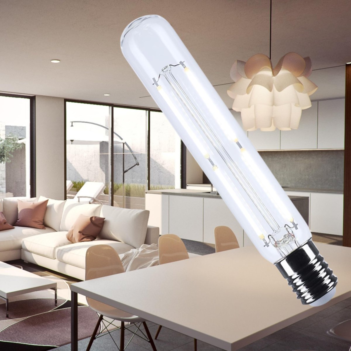 Satco 5w T9 Led Light Bulb 2700k Warm White 500 Lumens Clear 300 Degree Beam E26 Medium Base 92 Cri Dimmable Wet Rated Ip65