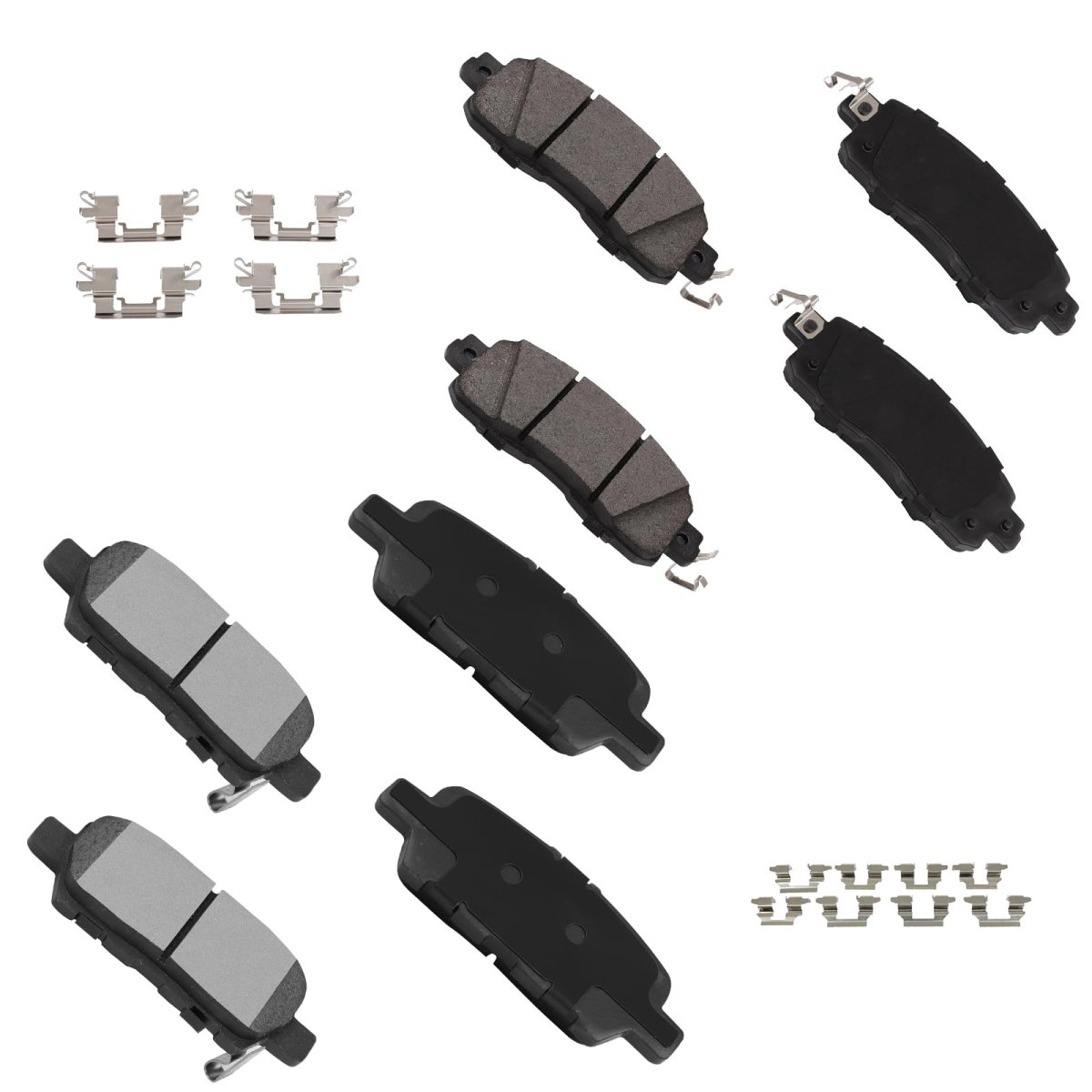 Brake Pad Set 8pcs Front Semi Metal Rear Ceramic For Nissan Altima 2013 2022 And Leaf 2014 2017 D1650 D1415