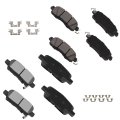 Brake Pad Set 8pcs Front Semi Metal Rear Ceramic For Nissan Altima 2013 2022 And Leaf 2014 2017 D1650 D1415 