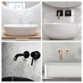 Uxcell 4pcs Wall Split Flange 86mm 3 4 Length Escutcheon Plate Abs Square Self-adhesive Plumbing Cover Plates For3mm 1 3 Dia