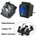Esupport 3pcs Waterproof Round Rocker Switch Car 12v 20a Blue Led Light Indicator Toggle 4pin Terminal Control On Off Dpst