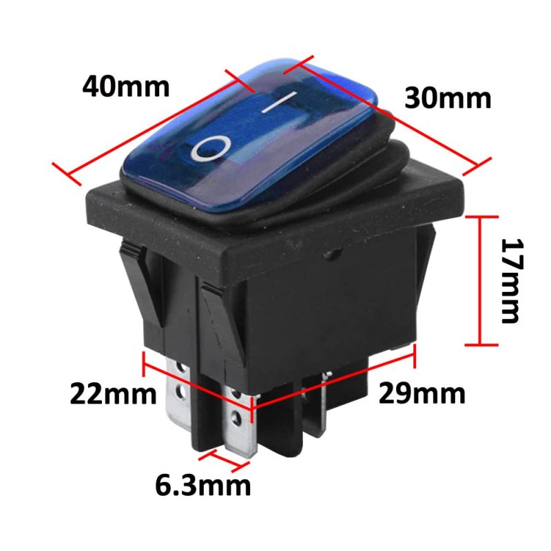Esupport 3pcs Waterproof Round Rocker Switch Car 12v 20a Blue Led Light Indicator Toggle 4pin Terminal Control On Off Dpst