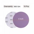 Uxcell 15pcs 4-inch Purple Sanding Discs 600 Grits Hook And Loop Professional Aluminum Oxide Sand Paper Wet Dry Polish For Wood