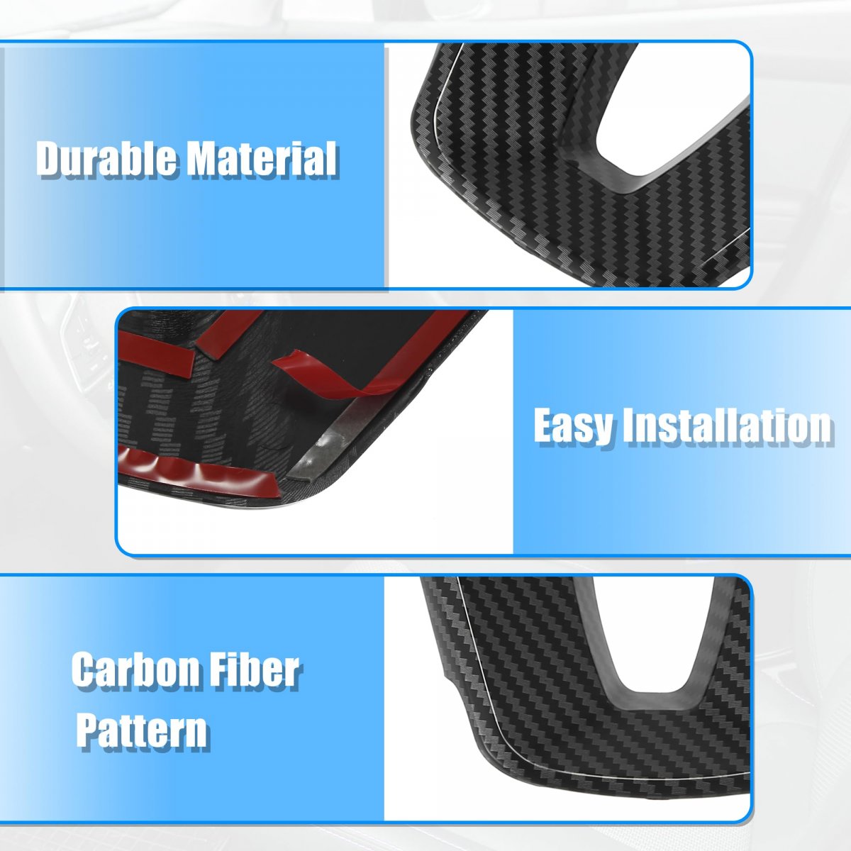 X Autohaux 1pcs Abs Plastic Carbon Fiber Pattern Black Interior Steering Wheel Cover Trim For Kia Forte 2019-2021 Inner