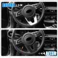 X Autohaux 1pcs Abs Plastic Carbon Fiber Pattern Black Interior Steering Wheel Cover Trim For Kia Forte 2019-2021 Inner