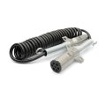 12 Ft 7 Way Plug Abs Coiled Cable Assembly For Power Brake Lights Black Jacket Semi Truck Trailer Tractor 