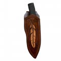 By Carl Thomas Jr Leather Knife Sheath For Buck 692 Vanguard Or Zipper Tooled W Feather Dyed Brown 