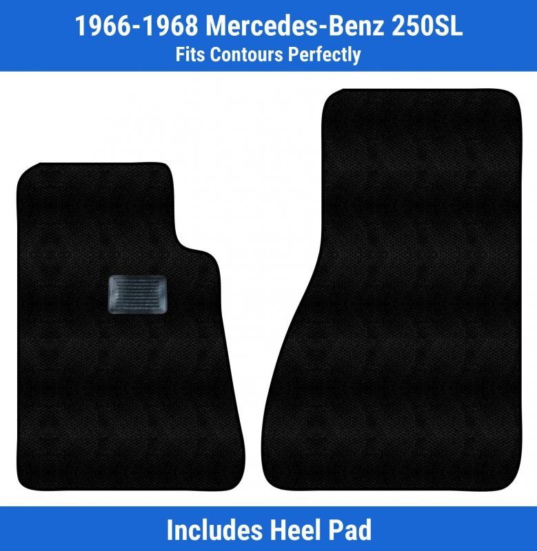 Carpet Front Floor Mats Black For Mercedes-benz 250sl 1968 1967 1966 Includes Heel Pad