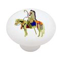 Indian Seated On A Horse Decorative High Gloss Ceramic Drawer Knob 