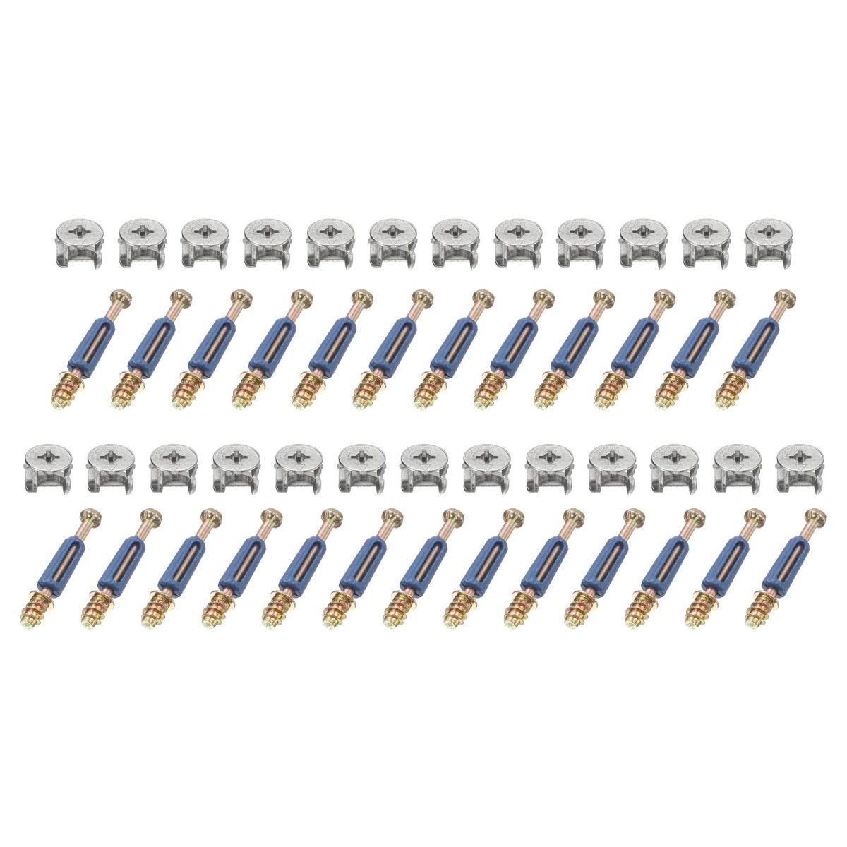 25 Set Cam Locking Screws And M6x40mm Furniture Connecting Fitting 15x11 2mm Bolts Dowels For Table Cabinet Assembly Pale Blue
