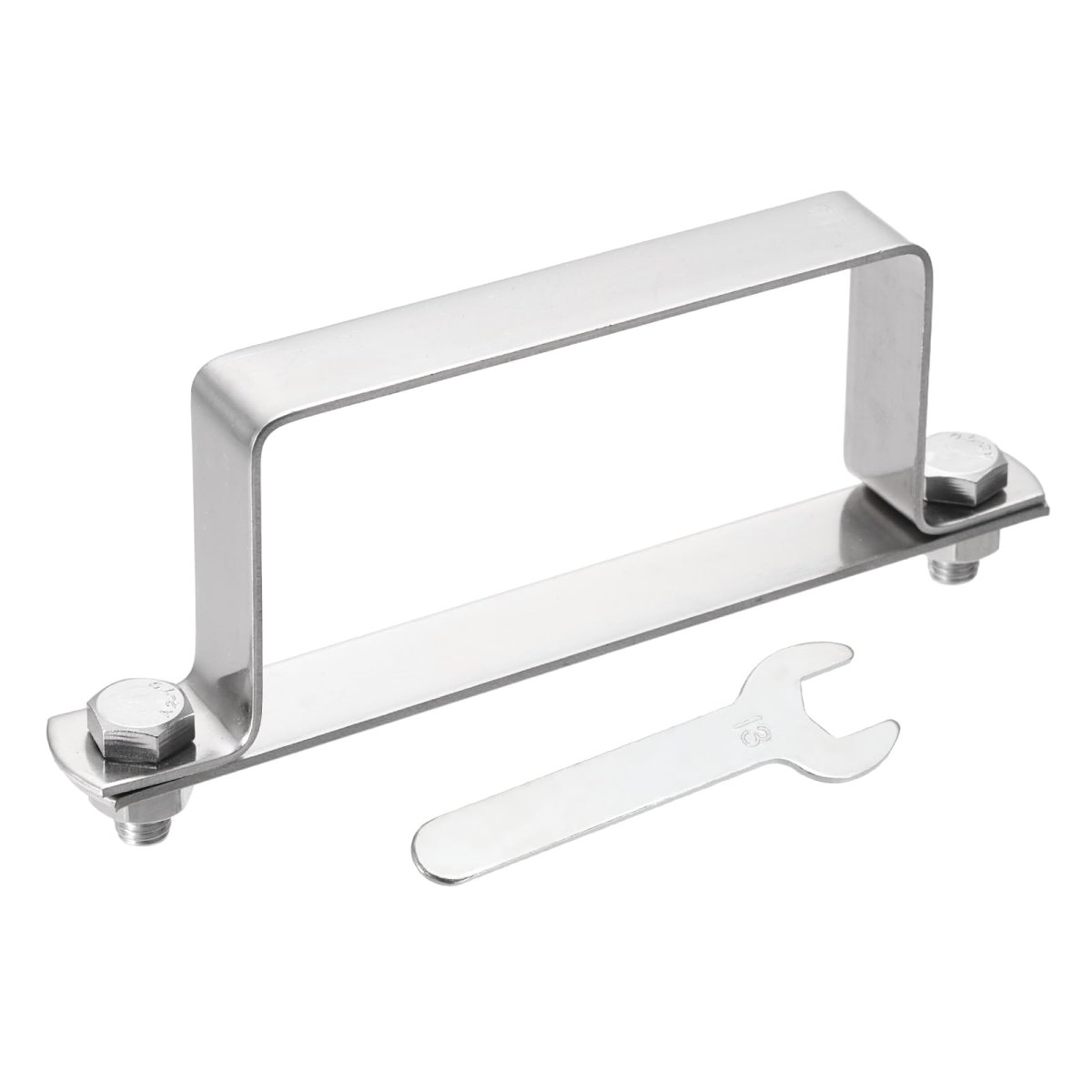 U Shape Square Tube Clamp 100x50mm Shaped Bracket 304 Stainless Steel Strap With Bolt Plate Nuts And Wrench For Pipes Door