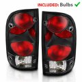 Amerilite Black Replacement Tail Lights For 95-00 Toyota Tacoma Pickup Truck- Passenger And Driver Side Bulb Harness Included