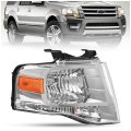 Right Passenger Side Headlight Assembly For 2007-2014 Ford Expedition Clear Lens Chrome Housing Halogen Lamp With Bulb Mo-4569 