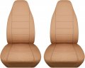 Totally Covers Solid Car Seat Tan Universal Fit Front Buckets Option For Airbag Belt Armrest Release Lever Compatible 23 Colors 