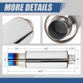 Universal 2 25 Inches Straight-through Muffler With Double Walled Round Burnt Tip Stainless Steel