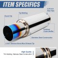Universal 2 25 Inches Straight-through Muffler With Double Walled Round Burnt Tip Stainless Steel
