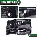 G-plus Headlight Assembly Compatible With 92-96 Bronco Ford F150 F350 Compatible 97 9th Generation Old Body Style Only Halogen