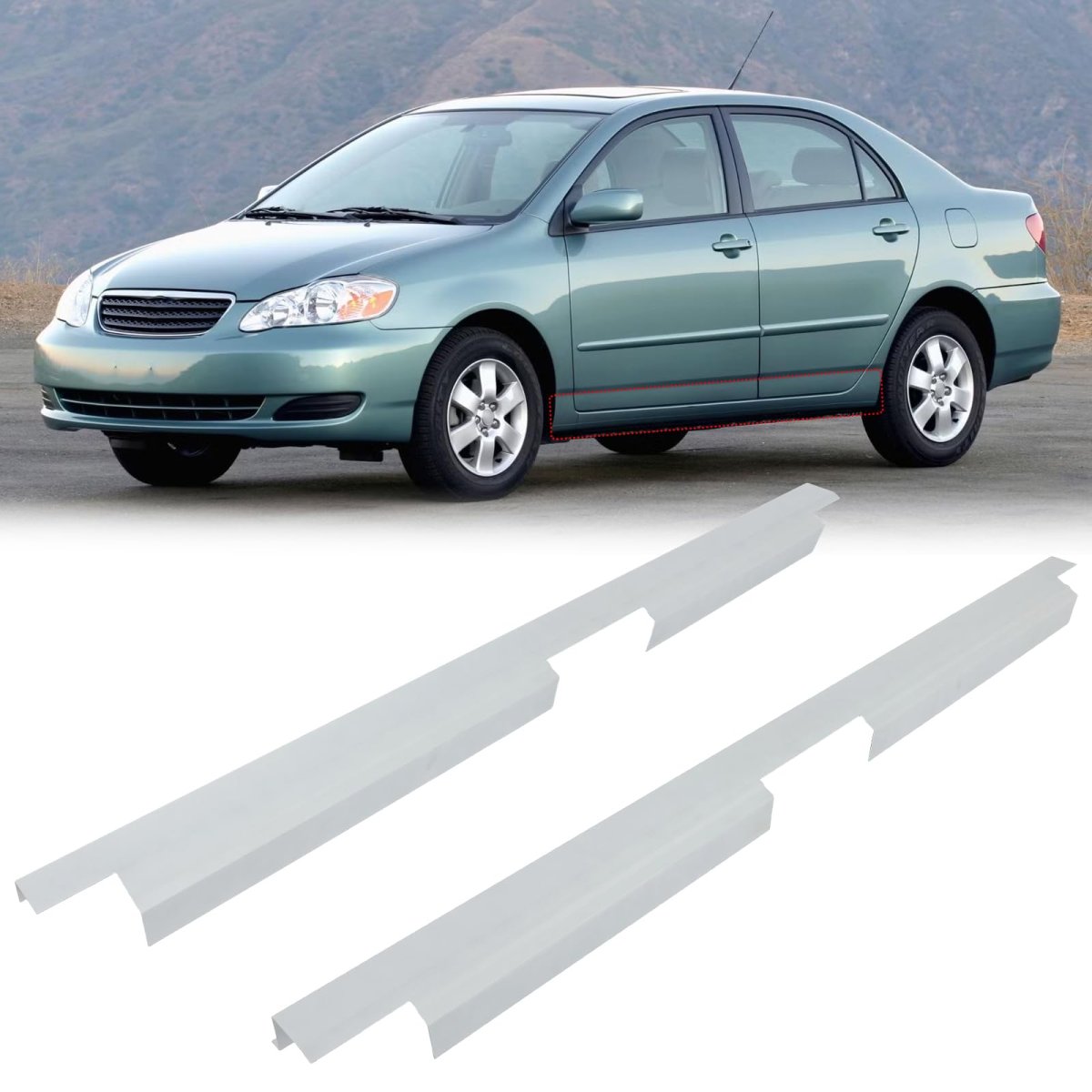 Outer Rocker Panels Fit For Toyota Corolla Sedan 4-door 2003-2008 Driver Passenger Side Pair