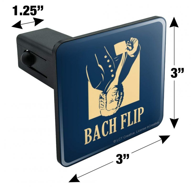Bach Flip Back Johann Sebastian Classical Music Funny Tow Trailer Hitch Cover For 1 25 In Receivers Black Abs Plastic With Uv