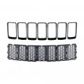 Anzio Full Set Front Grille Inserts W Cover Compatible With 14-16 Grand Cherokee