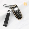 Audi Key Fob Cover Case Withchain For A3 A6 A7 A8 Q7 Q8 E Tron S3 S6 S7 Sq7 Sq8 Rs6 Rs7 A6l Smart Key Blue Tpu Soft Shell 