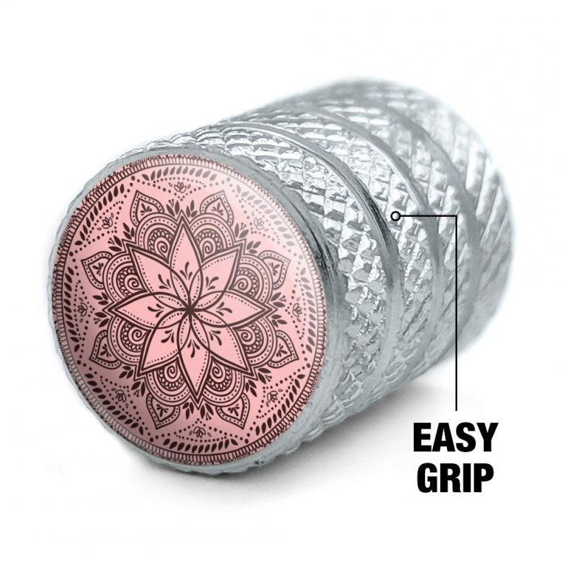 Henna Flower Art Tattoo Marriage Aluminum Valve Stem Caps For Tire Rim Wheels 4 Piece Set Passenger Cars Vans And Trucks Fits