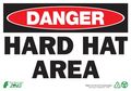 Zing 1102 Eco Safety Sign Danger Hard Hat Area 7hx10w Recycled Plastic 