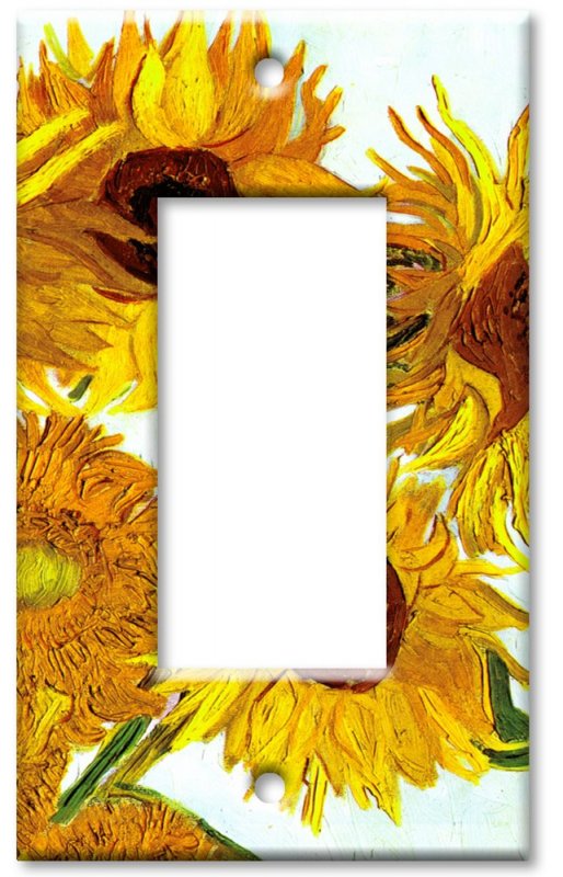 Art Plates Van Gogh Sunflowers One Gang Rocker Decora Gfci Switch Cover Single Decorative Metal Wall Plate