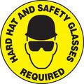 Accuform Signs Mfs210 Slip-gard Adhesive Vinyl Round Floor Sign Legend Hard Hat And Safety Glasses Required 17 Diameter Black 