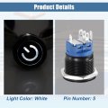 X Autohaux 22mm Car Interior Pressure Switch Momentary Push Button With Power Symbol Led 1no 1nc 12-24v Aluminum Alloy For Boat