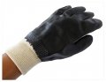 Toolusa Mens Large Smooth Black Pvc Single Dipped Interlocked Lined Gloves With Knit Wrist Gl-09000-z12 Pack Of 12 Pairs 