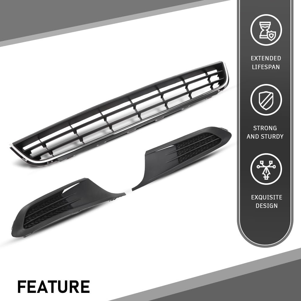 Front Bumper Lower Grille And Fog Light Bezel For Volkswagen Jetta Sedan 2011 2014 Black Polypropylene Replacement Part