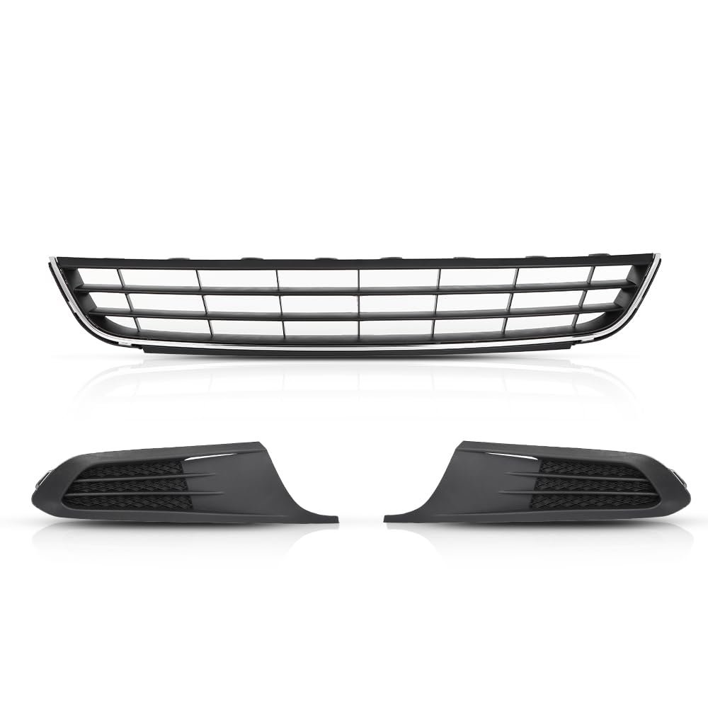 Front Bumper Lower Grille And Fog Light Bezel For Volkswagen Jetta Sedan 2011 2014 Black Polypropylene Replacement Part