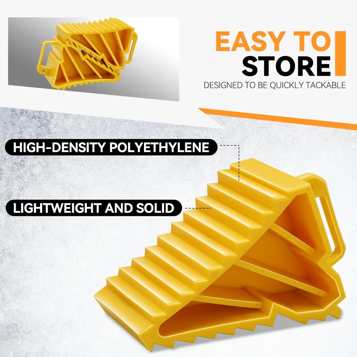 2pcs Non Slip Plastic Rv Wheel Trailer Chocks Universal Vehicle Stoppers For Trucks And Boats 5 9 In X 3 15 94 Yellow
