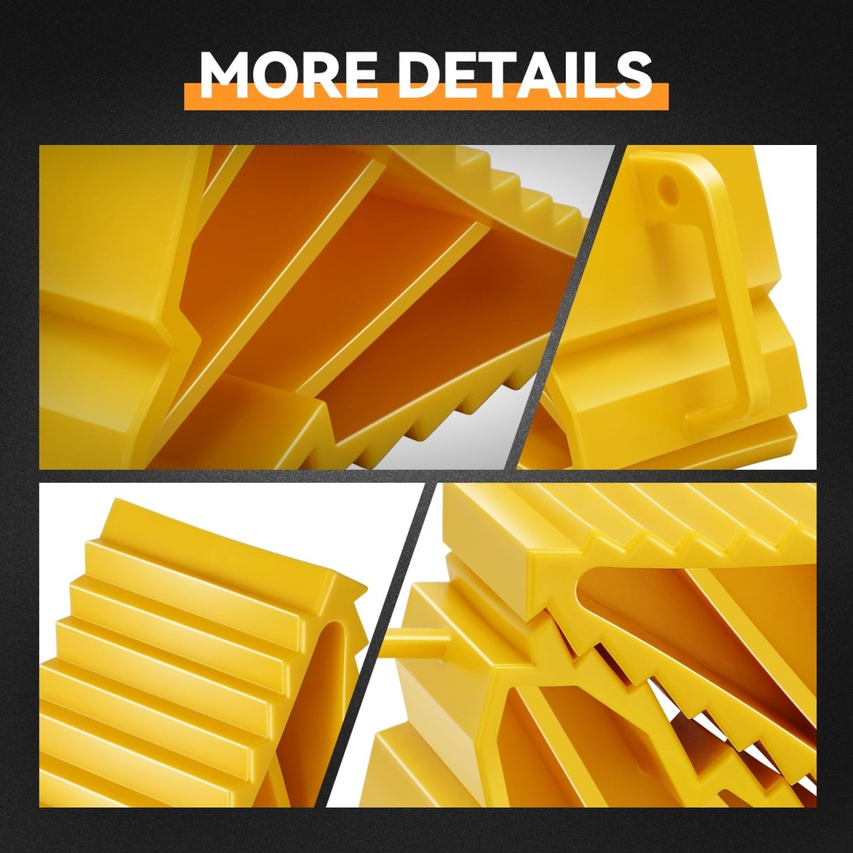 2pcs Non Slip Plastic Rv Wheel Trailer Chocks Universal Vehicle Stoppers For Trucks And Boats 5 9 In X 3 15 94 Yellow