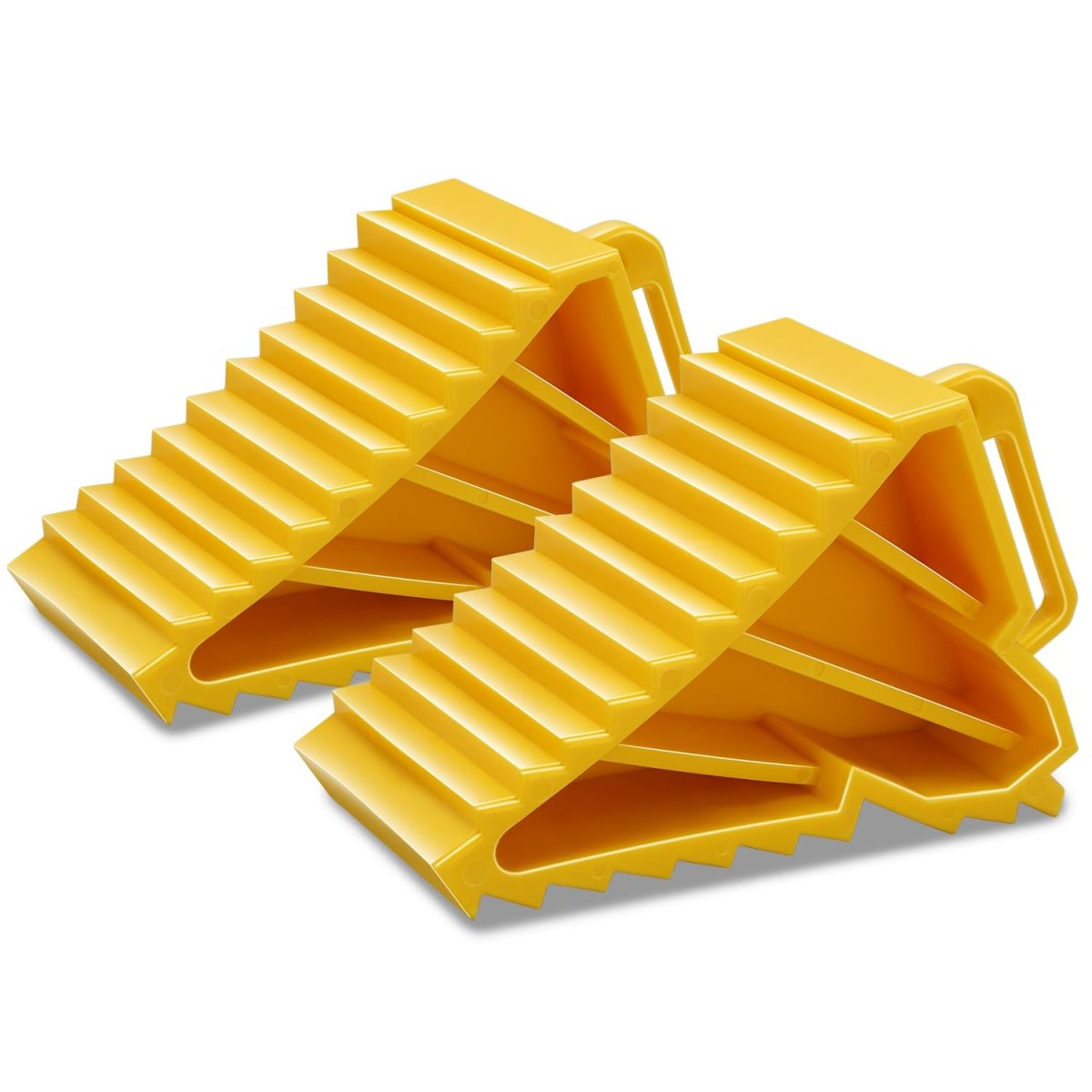 2pcs Non Slip Plastic Rv Wheel Trailer Chocks Universal Vehicle Stoppers For Trucks And Boats 5 9 In X 3 15 94 Yellow