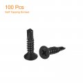 Uxcell St4 8x19mm Sheet Metal Screws 100pcs Black Oxide Zinc Plating Flat Head Phillips Drive Self Drilling