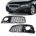 G-plus Front Bumper Fog Light Lamp Mesh Grill Grille Compatible With Audi A4 B8 2008-2012 Cover Glossy