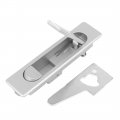 Aexit 116mm Length Cabinet Hardware Metal Push Button Pop Up Plane Type Security Lock Latches Silver Tone
