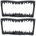 Shark Tooth License Plate Frame 2-piece Black Painted Metal 