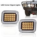 Led Front Turn Signal Light Corner Parking Lamps Left And Right Side For Hummer H2 2003-2009 Smoky Lens Chrome Housing 15060529